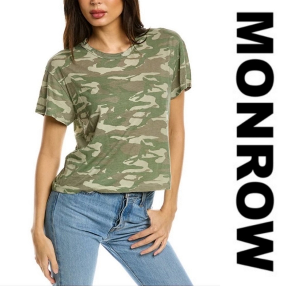 NWT Monrow Short Sleeve Camo Cotton Tee Shirt Large